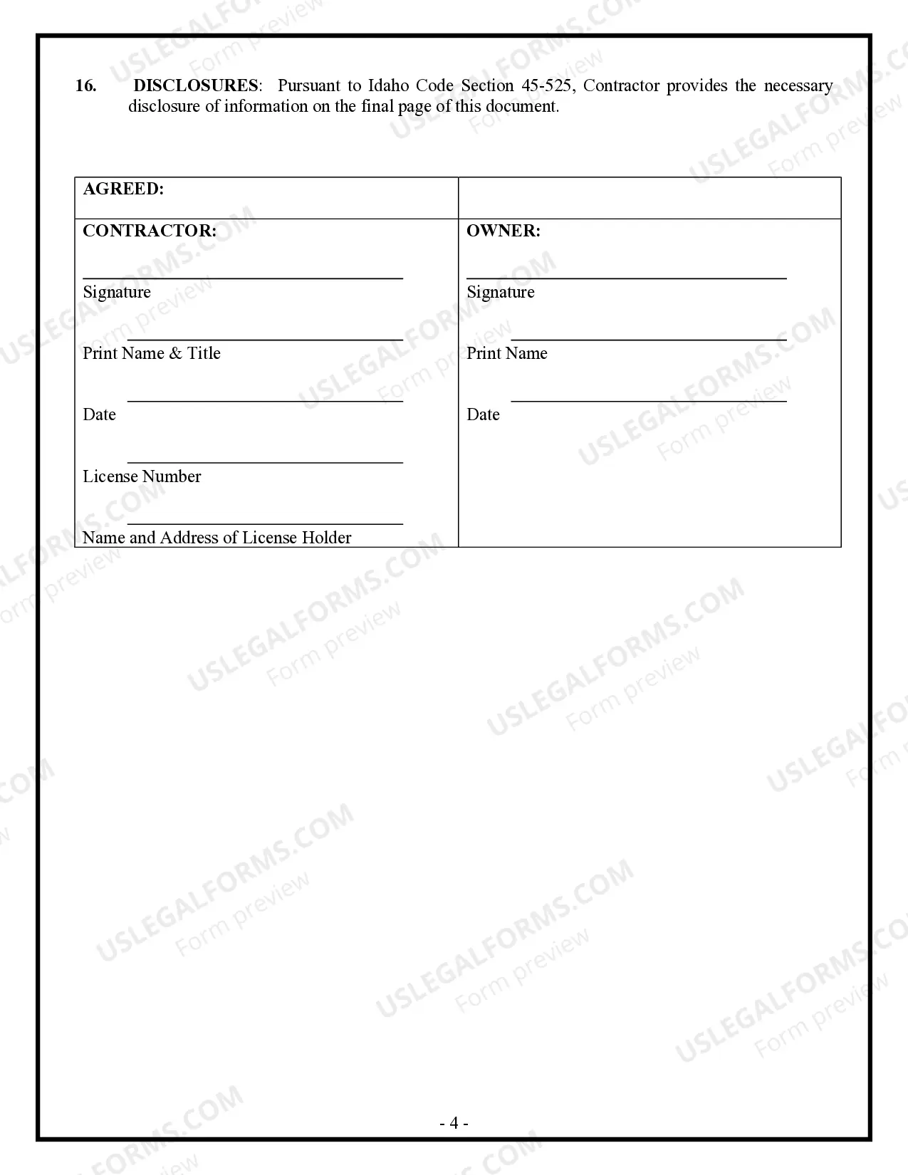 Preview Roofing Contract for Contractor