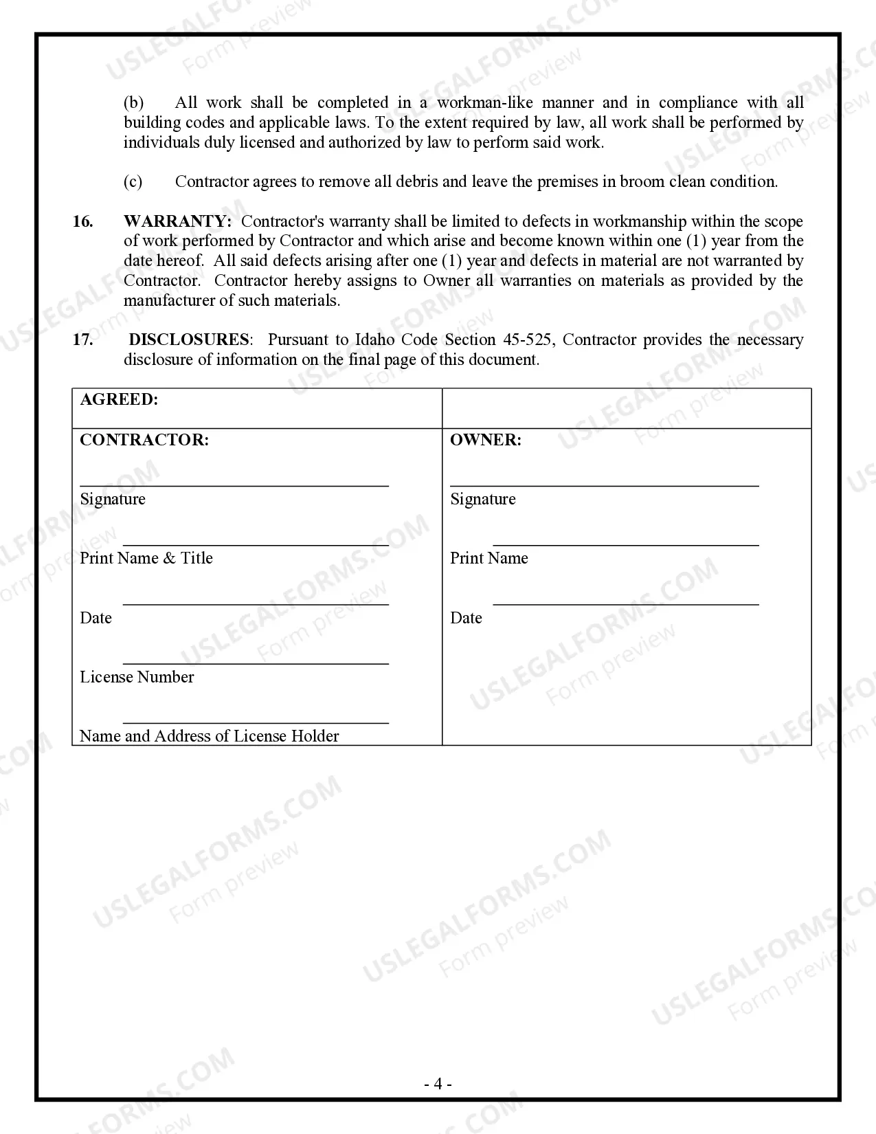 Preview Flooring Contract for Contractor