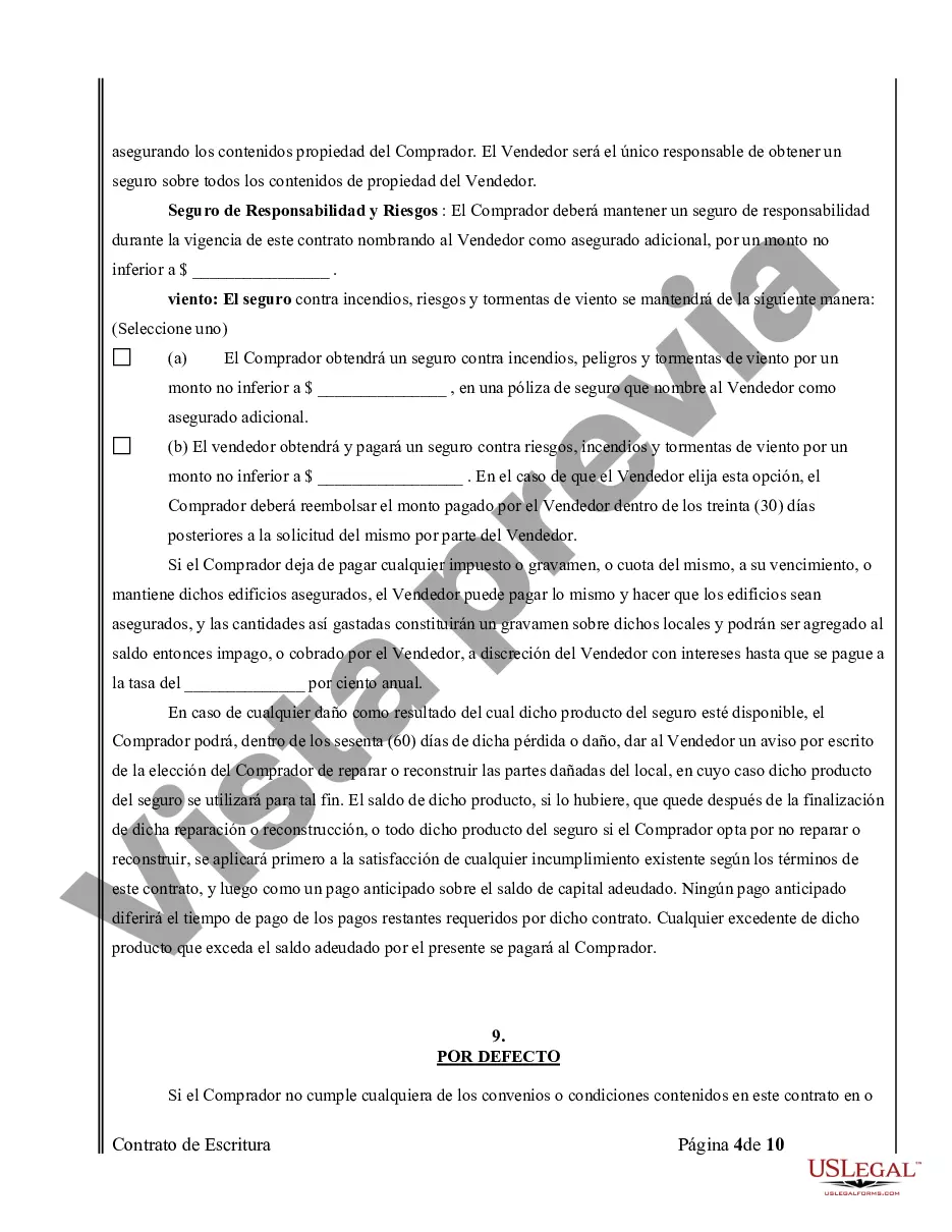 Preview Acuerdo o Contrato de Escritura de Venta y Compra de Bienes Raíces a/k/a Terreno o Contrato de Ejecución