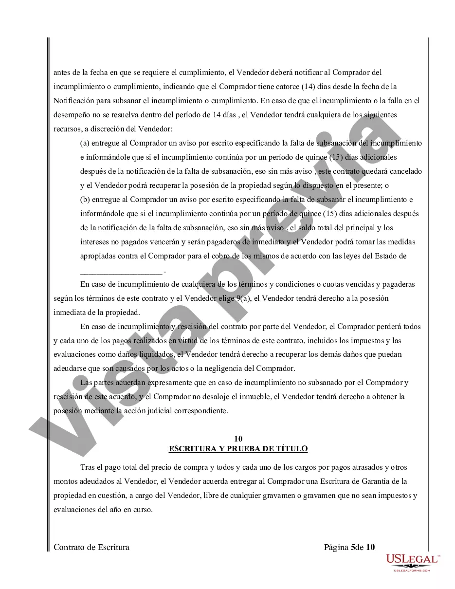 Preview Acuerdo o Contrato de Escritura de Venta y Compra de Bienes Raíces a/k/a Terreno o Contrato de Ejecución