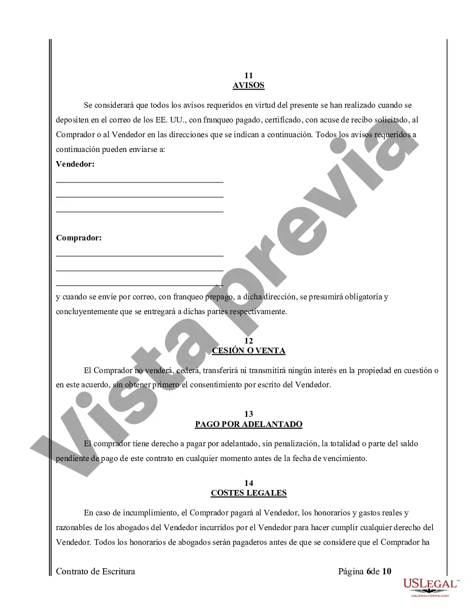 Preview Acuerdo o Contrato de Escritura de Venta y Compra de Bienes Raíces a/k/a Terreno o Contrato de Ejecución