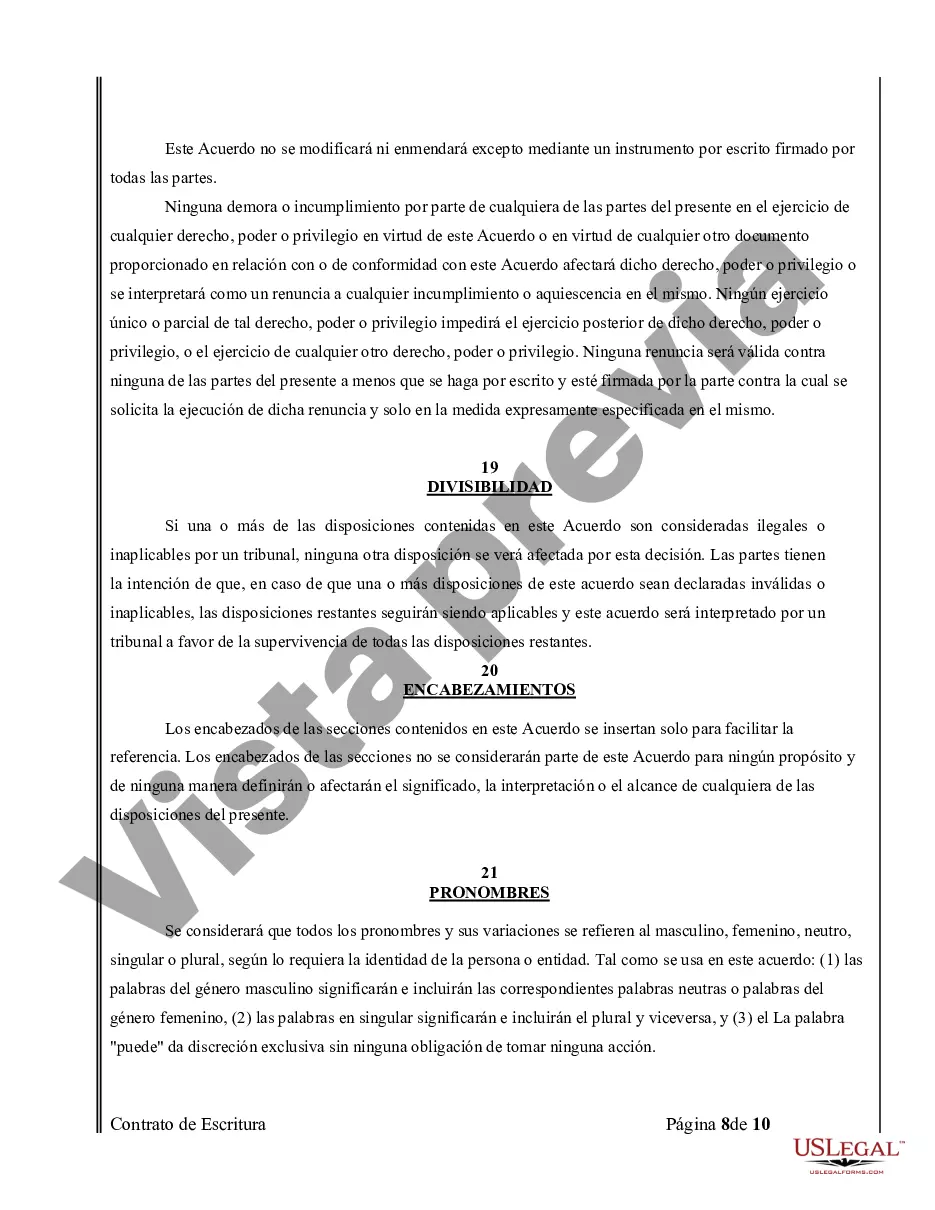 Preview Acuerdo o Contrato de Escritura de Venta y Compra de Bienes Raíces a/k/a Terreno o Contrato de Ejecución
