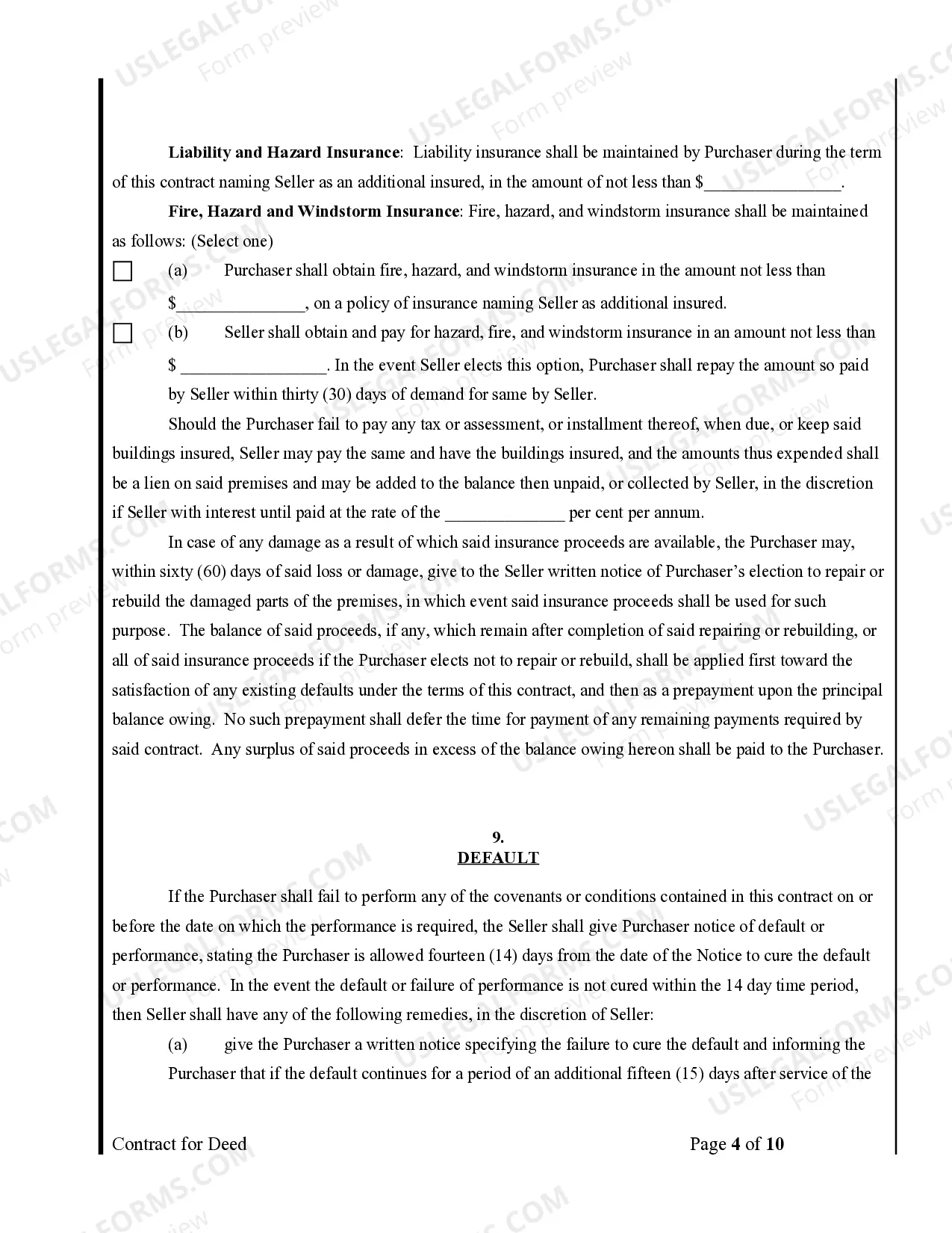 Preview Agreement or Contract for Deed for Sale and Purchase of Real Estate a/k/a Land or Executory Contract