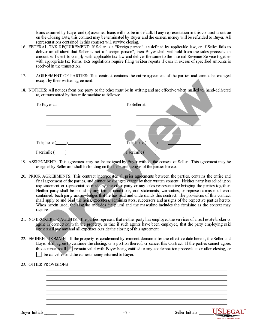 Idaho Contract for Sale and Purchase of Real Estate with No Broker for