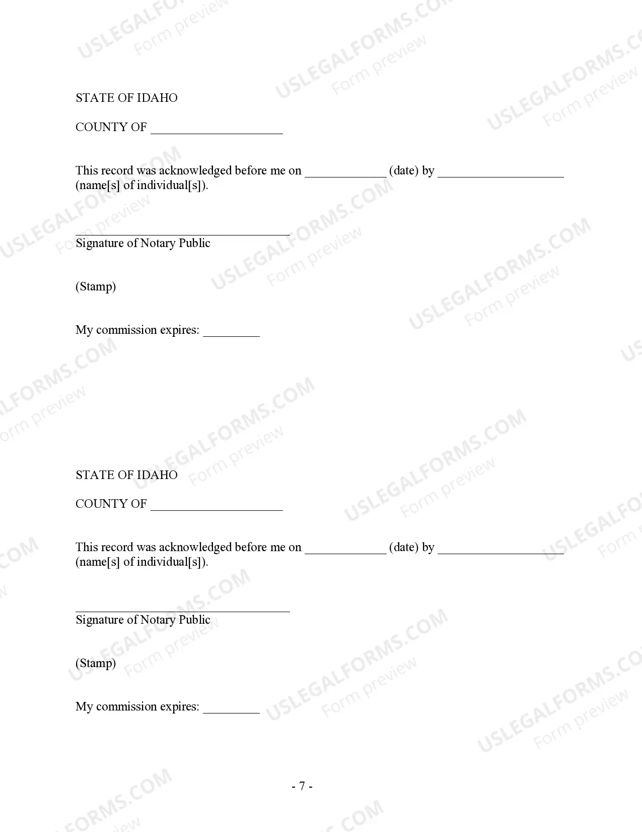 Preview Idaho Prenuptial Premarital Agreement without Financial Statements