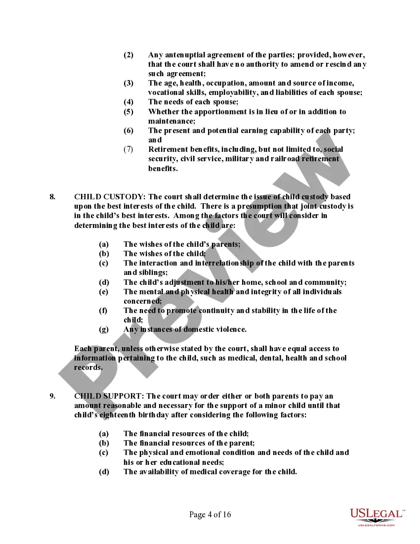Preview Idaho No-Fault Agreed Uncontested Divorce Package for Dissolution of Marriage for people with Minor Children