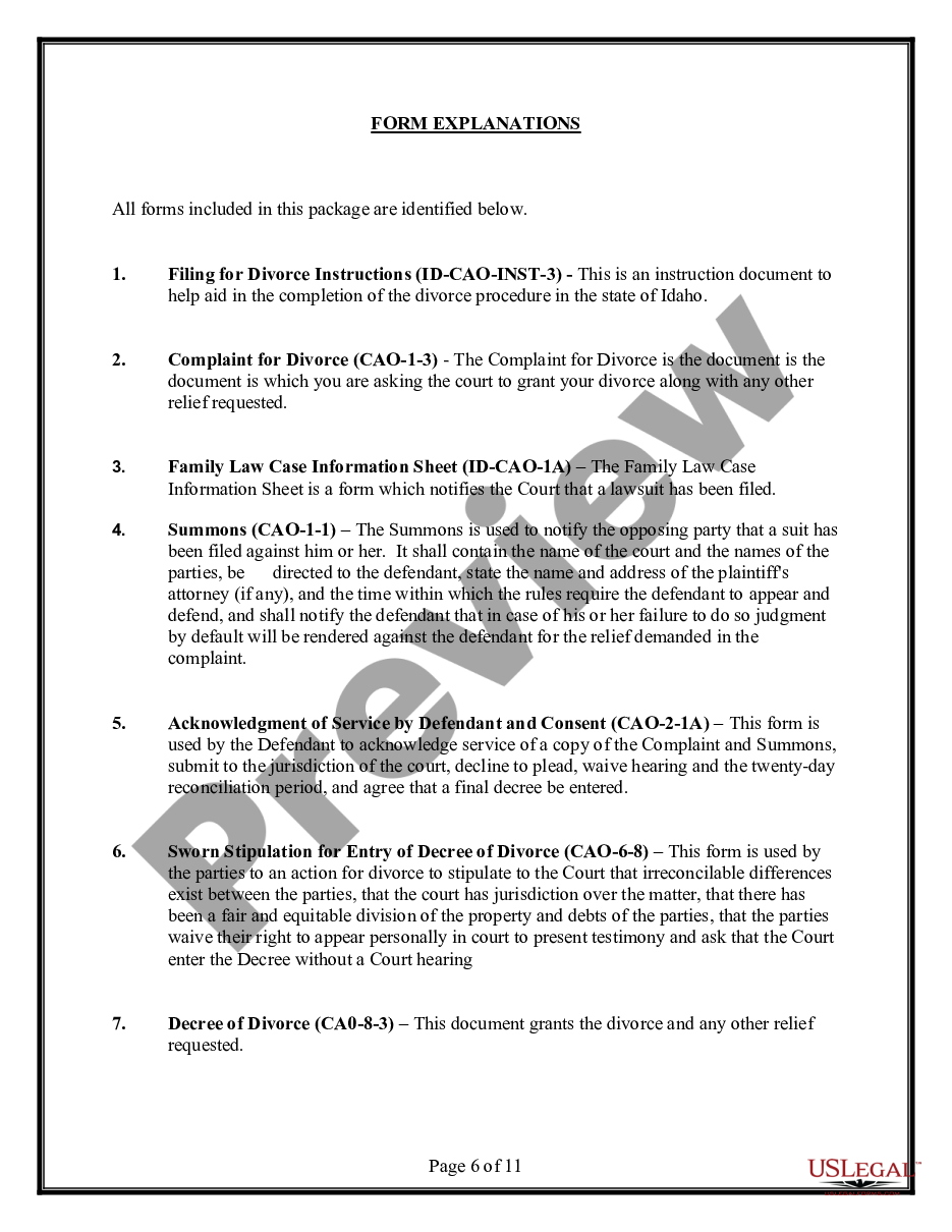 page 5 No-Fault Agreed Uncontested Divorce Package for Dissolution of Marriage for Persons with No Children with or without Property and Debts preview