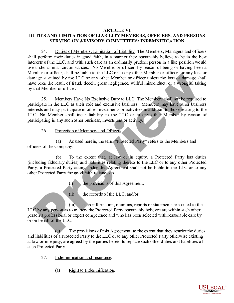 page 6 Limited Liability Company LLC Operating Agreement preview