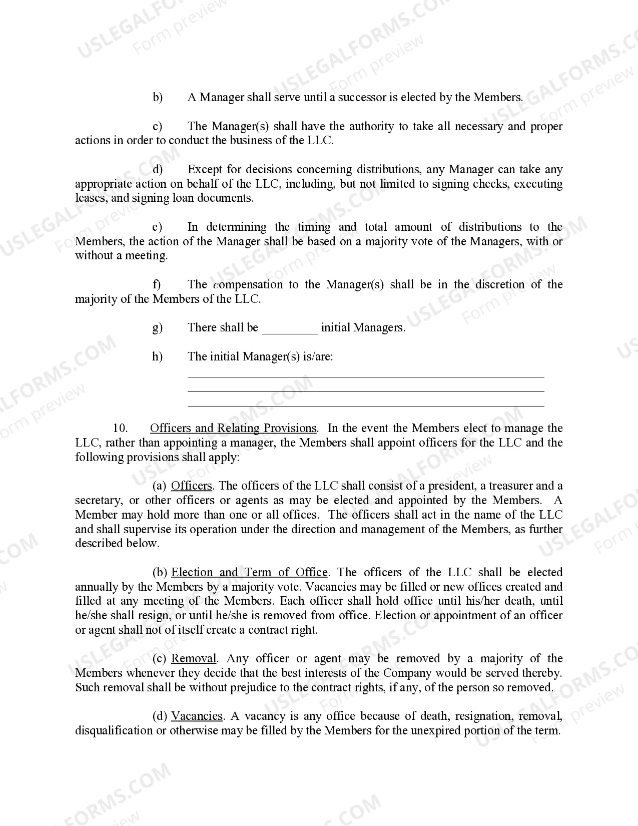 Preview Limited Liability Company LLC Operating Agreement