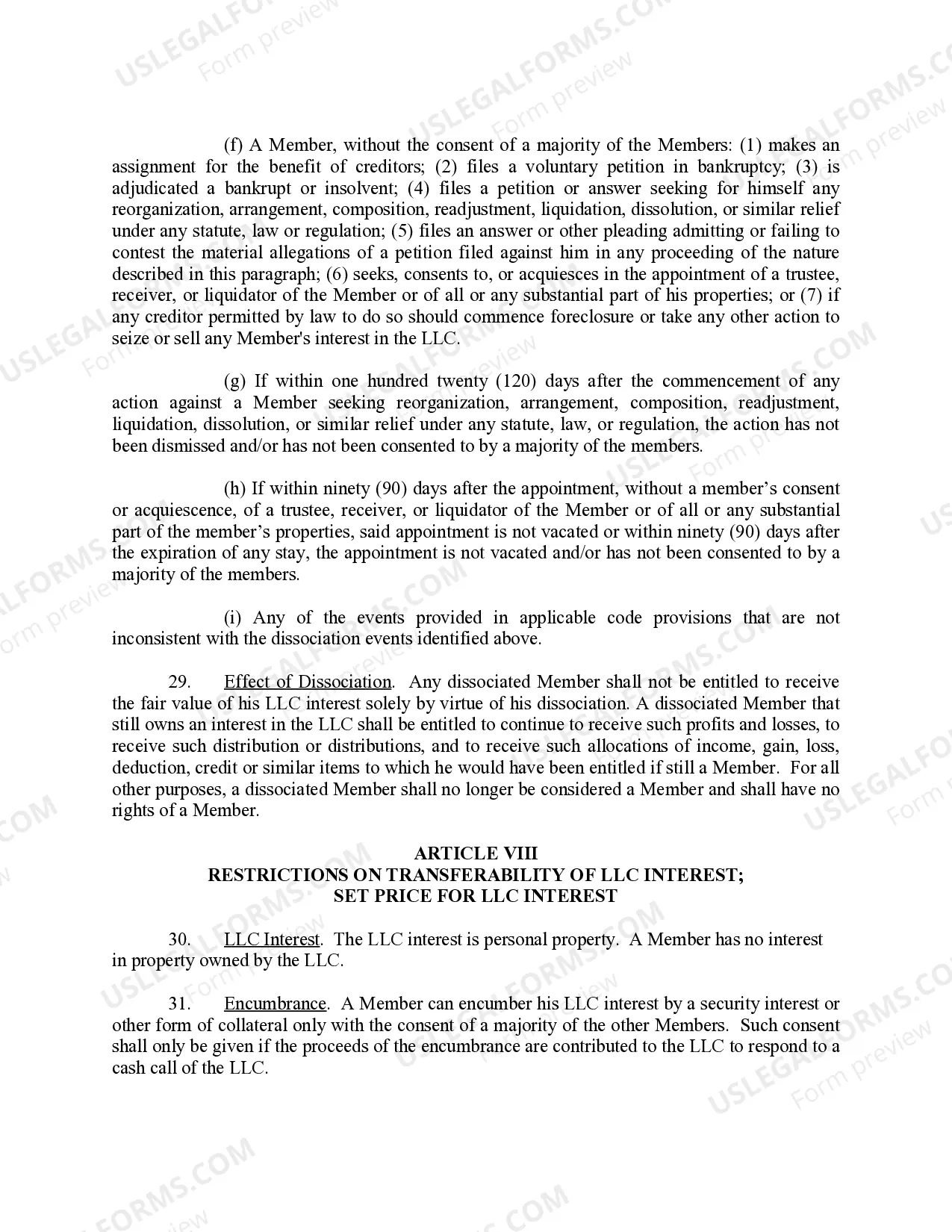 Preview Limited Liability Company LLC Operating Agreement