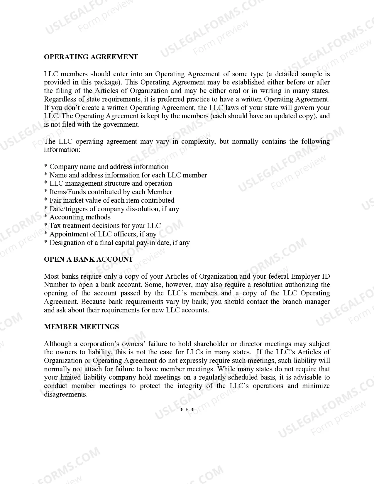 Preview Idaho Limited Liability Company LLC Formation Package