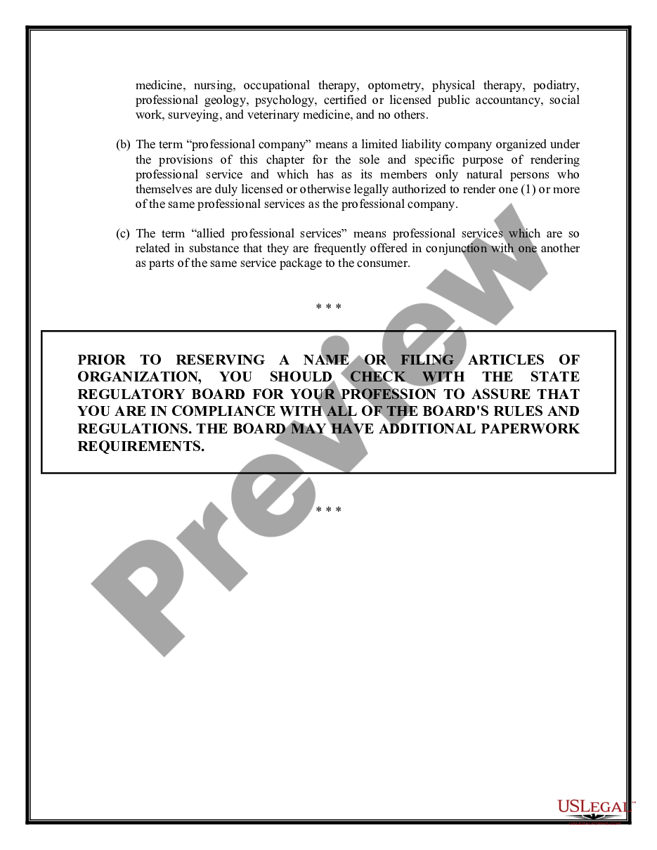 page 3 Idaho Professional Limited Liability Company PLLC Formation Package preview