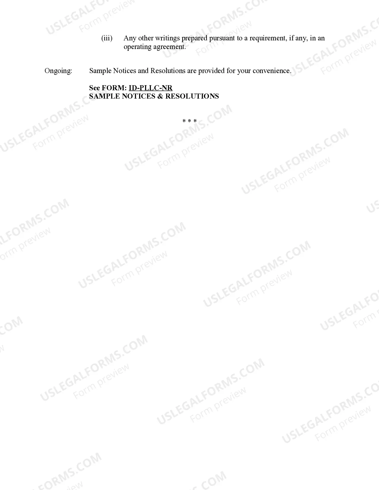 Preview Idaho Professional Limited Liability Company PLLC Formation Package