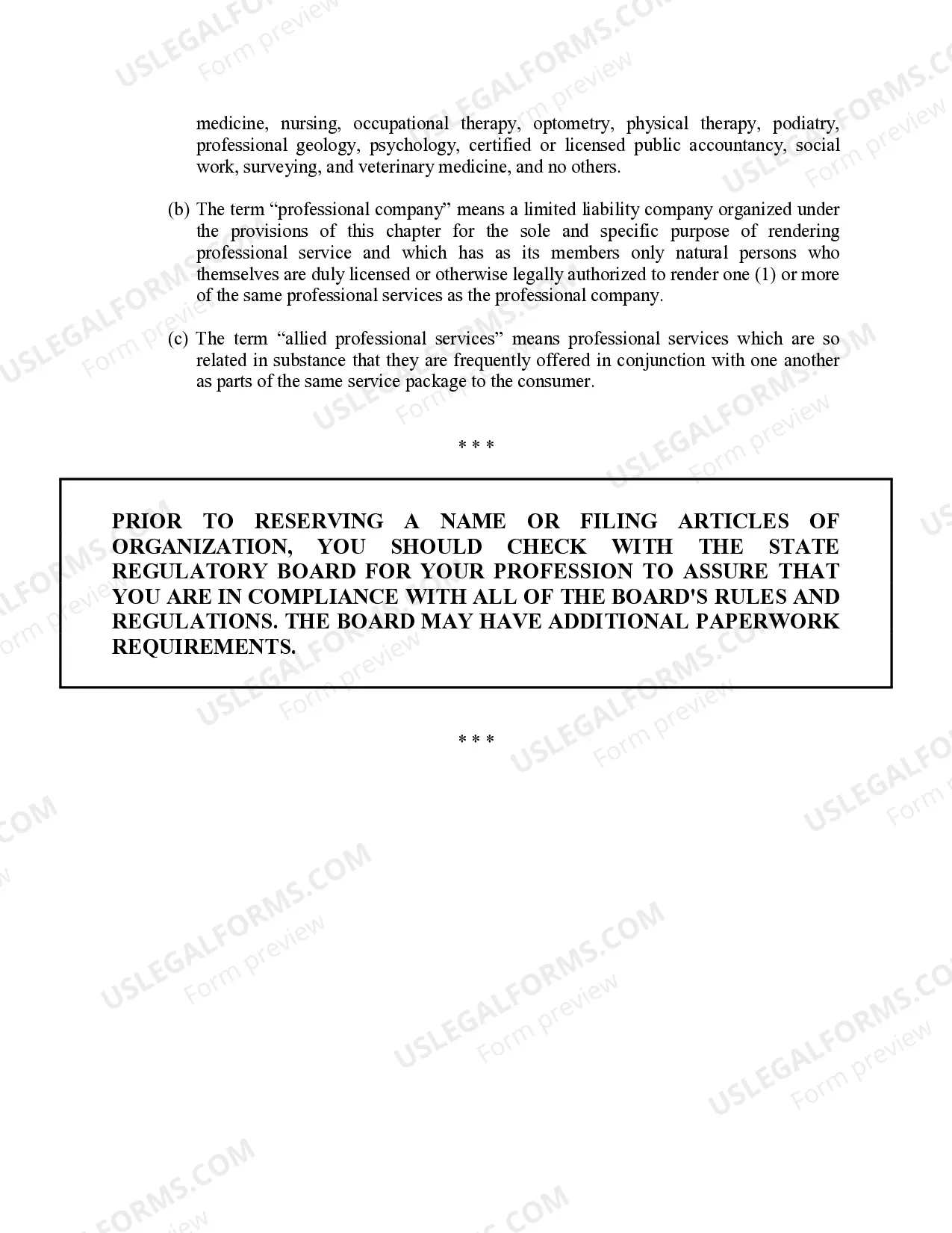 Preview Idaho Professional Limited Liability Company PLLC Formation Package