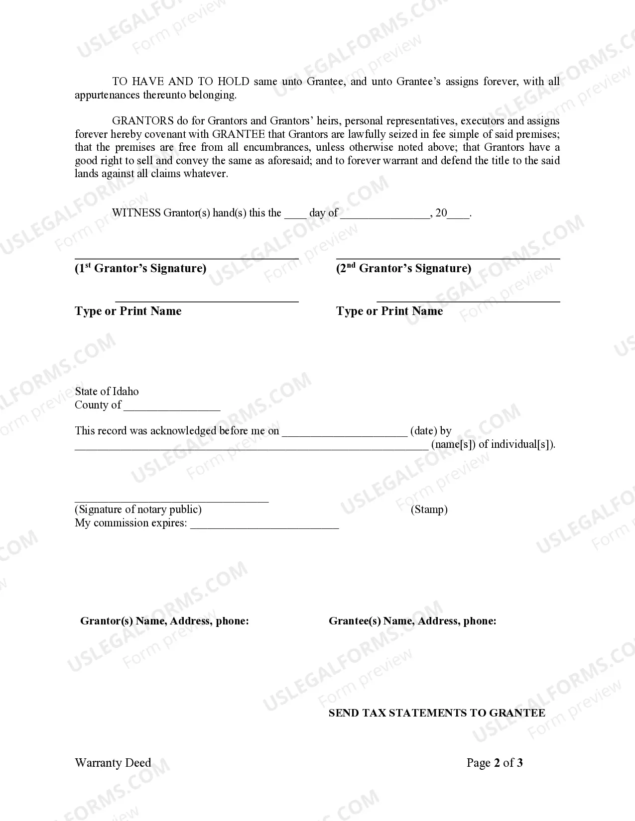 Preview Warranty Deed from Husband and Wife to a Trust