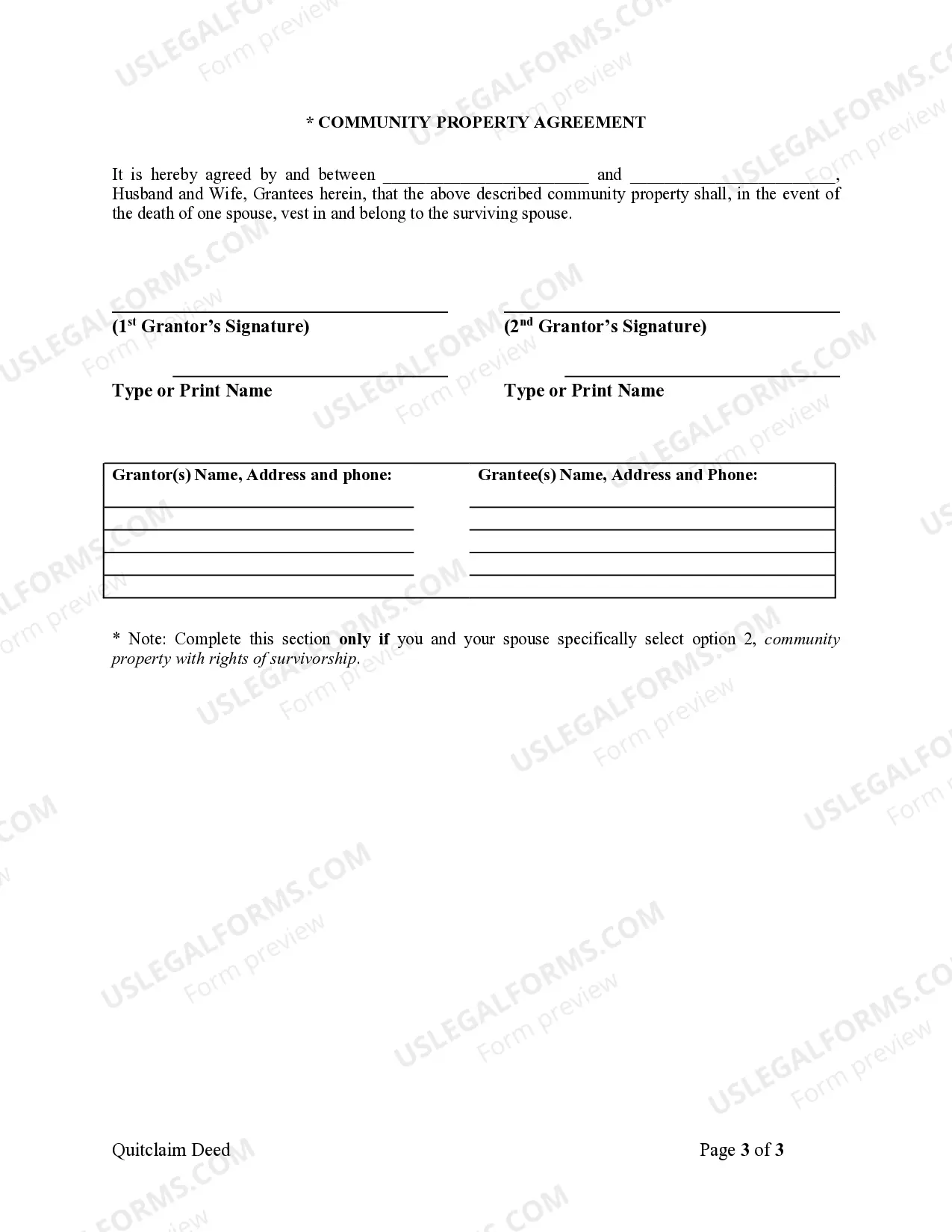 Preview Quitclaim Deed from Husband to Himself and Wife