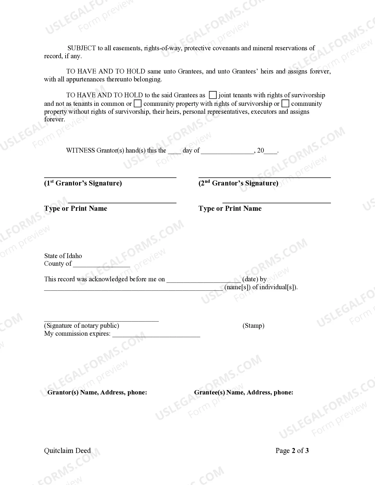 Preview Quitclaim Deed from Husband and Wife to Husband and Wife