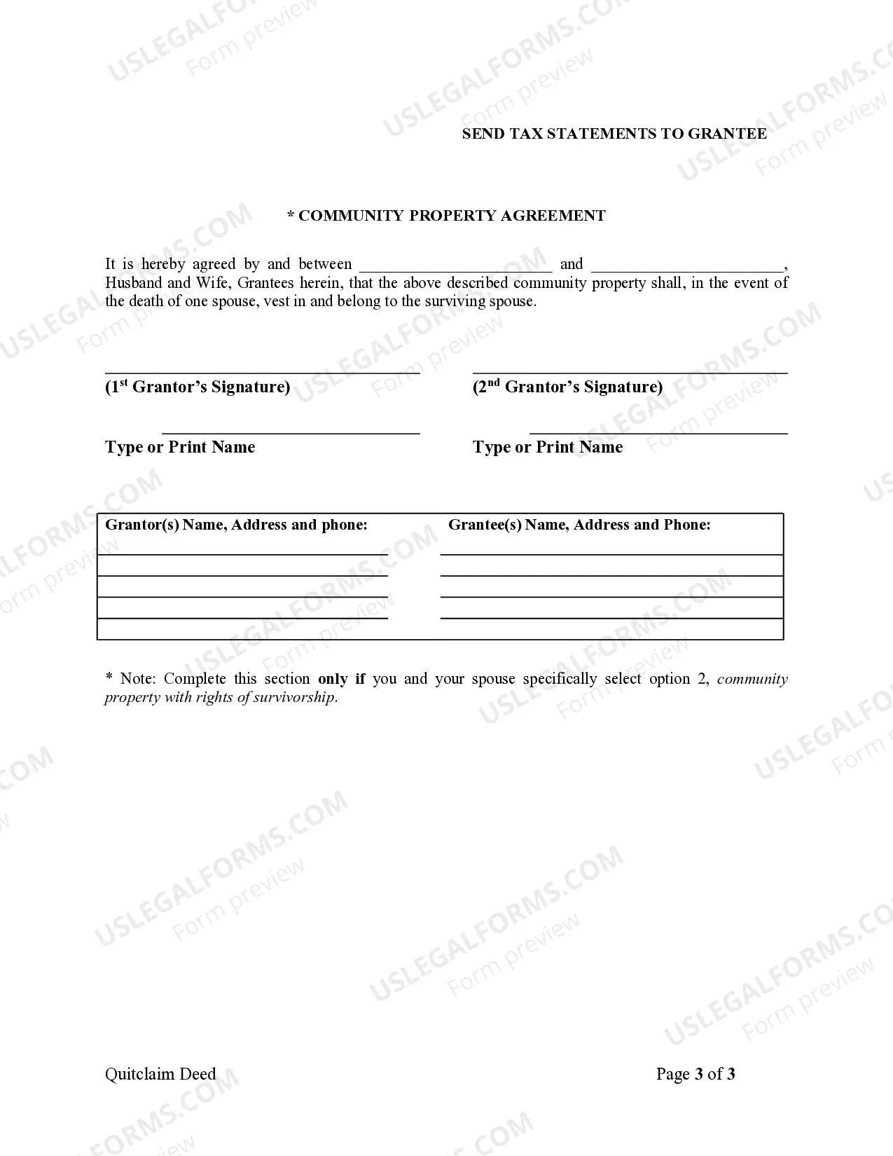 Preview Quitclaim Deed from Husband and Wife to Husband and Wife