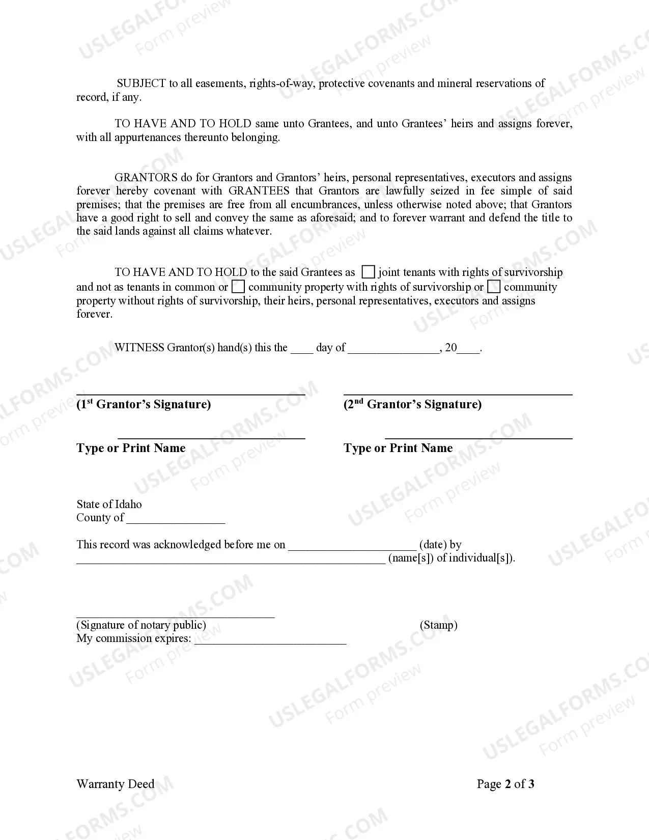 Preview Warranty Deed from Husband and Wife to Husband and Wife