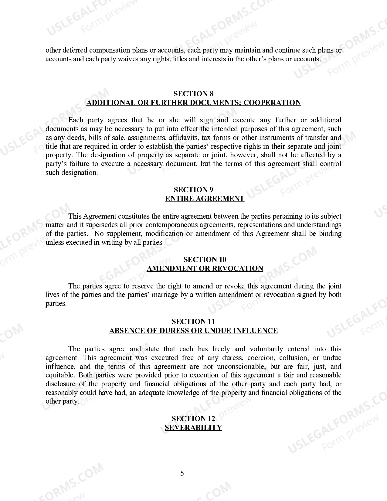 Preview Postnuptial Property Agreement