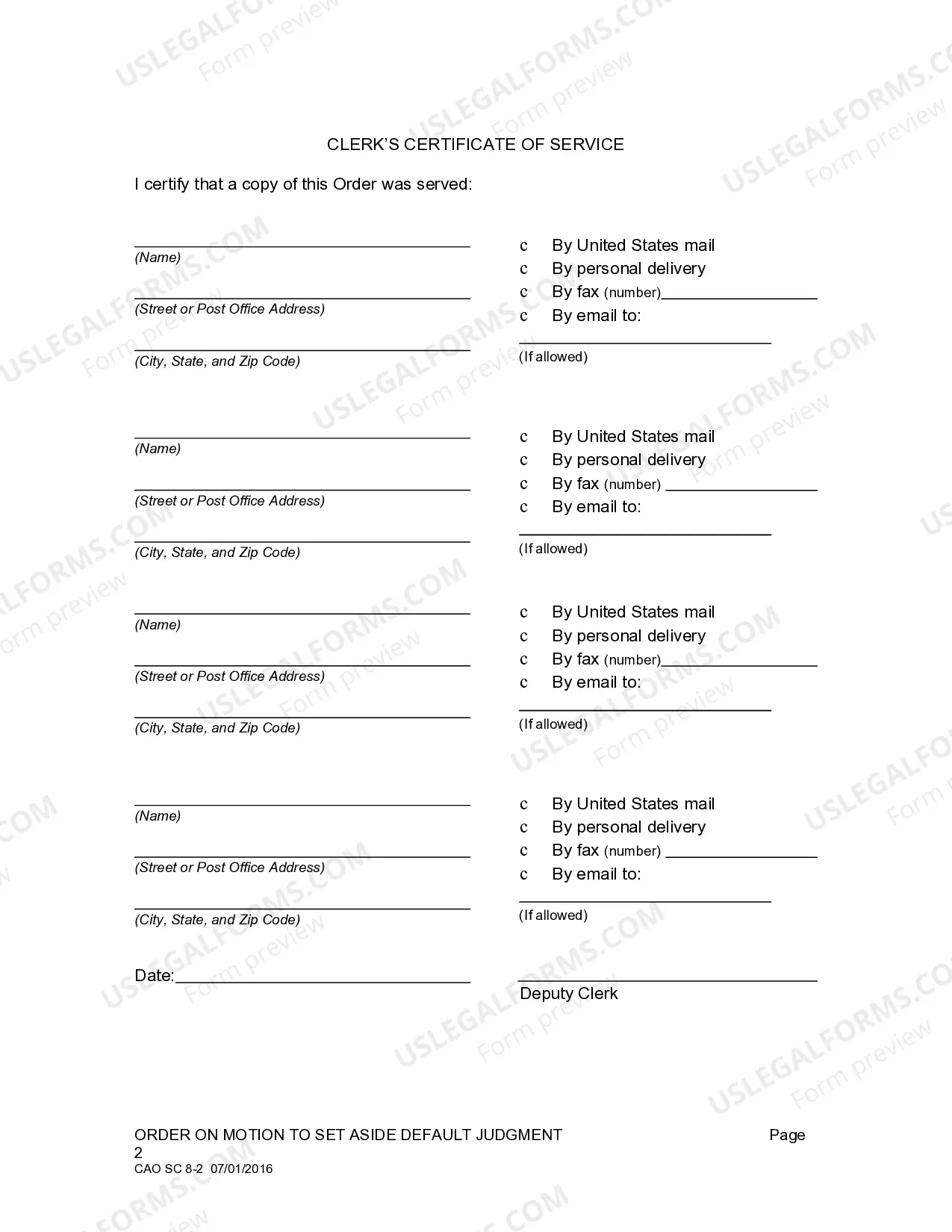 Preview Order on Motion to Set Aside Default Judgment