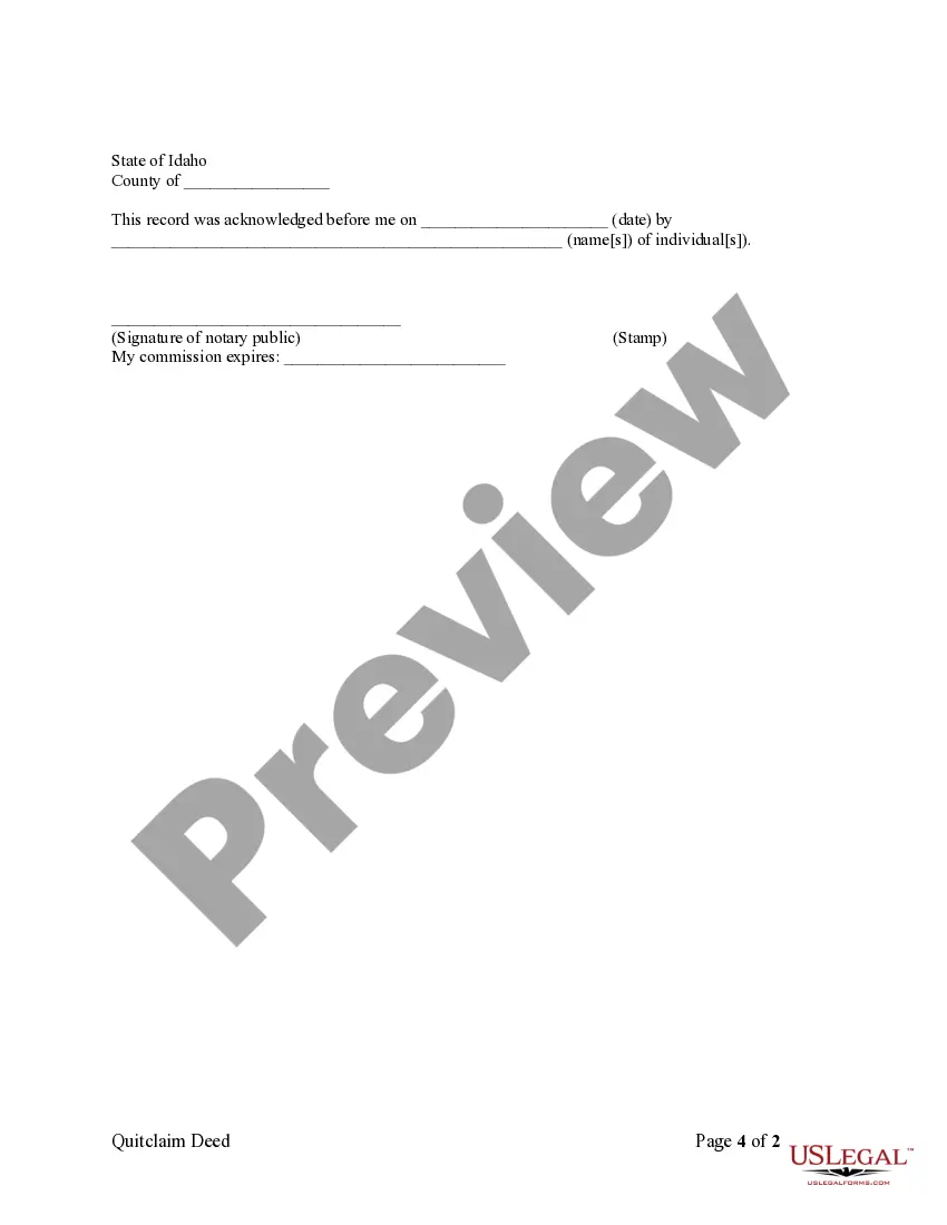 Preview Quitclaim Deed - Two Individuals to One Individual