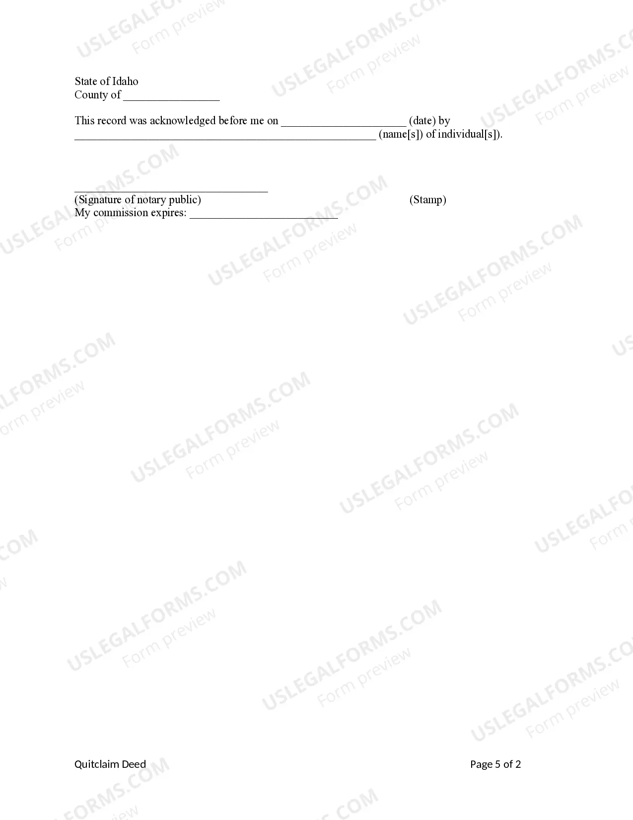 Preview Quitclaim Deed - Individual to Four Individuals