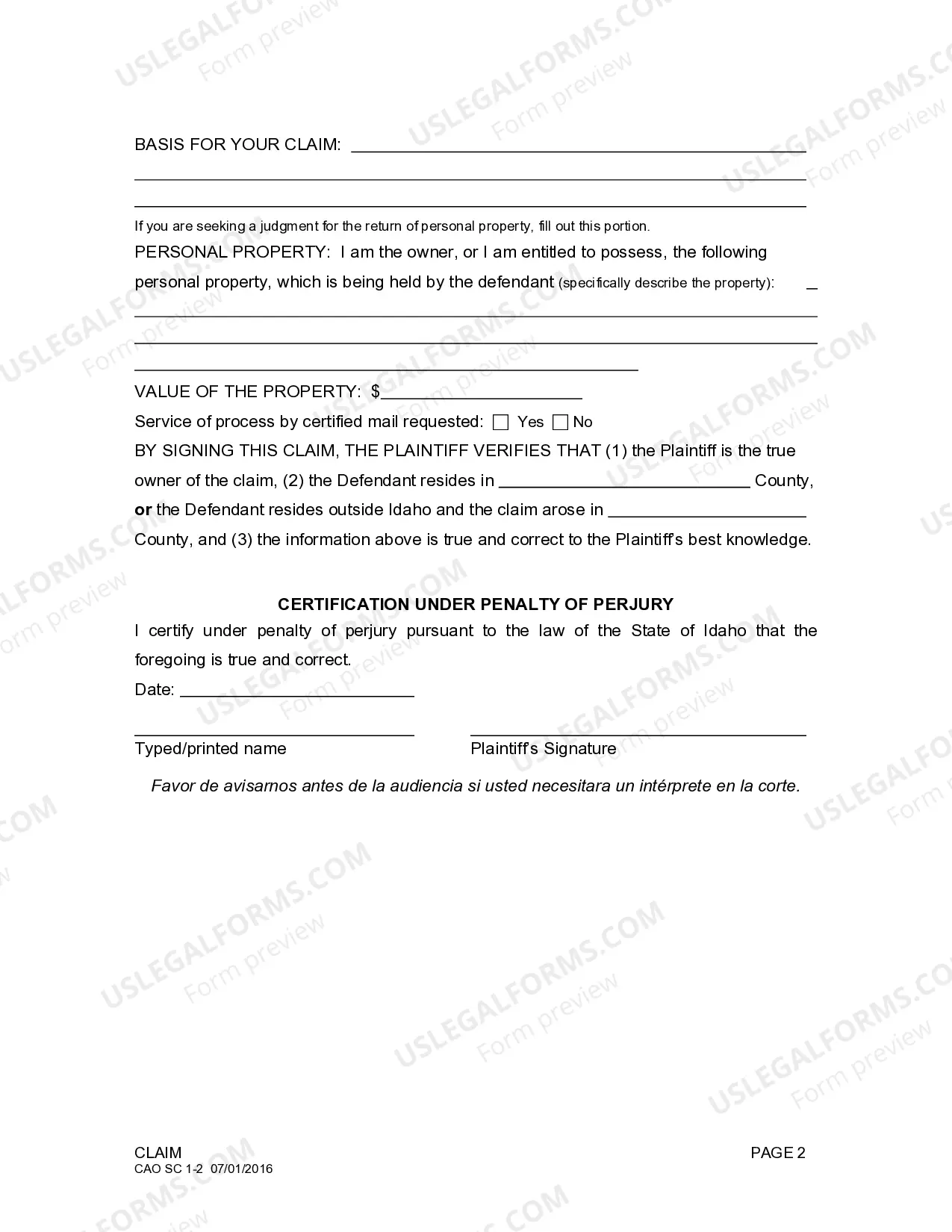 Preview Claim