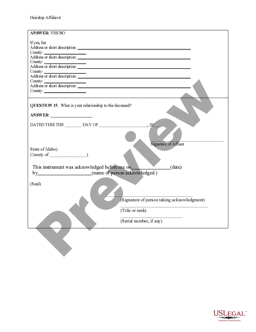 Get Heirship Affidavit - Descent Preview Heirship Affidavit - Descent