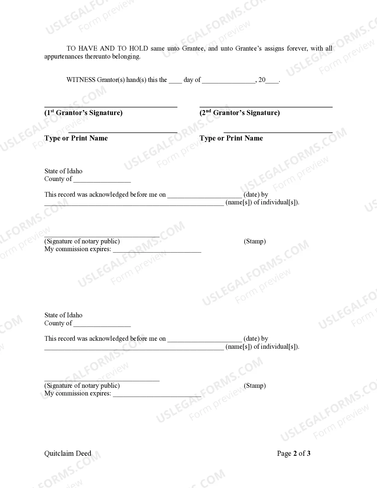 Preview Quitclaim Deed by Two Individuals to Corporation