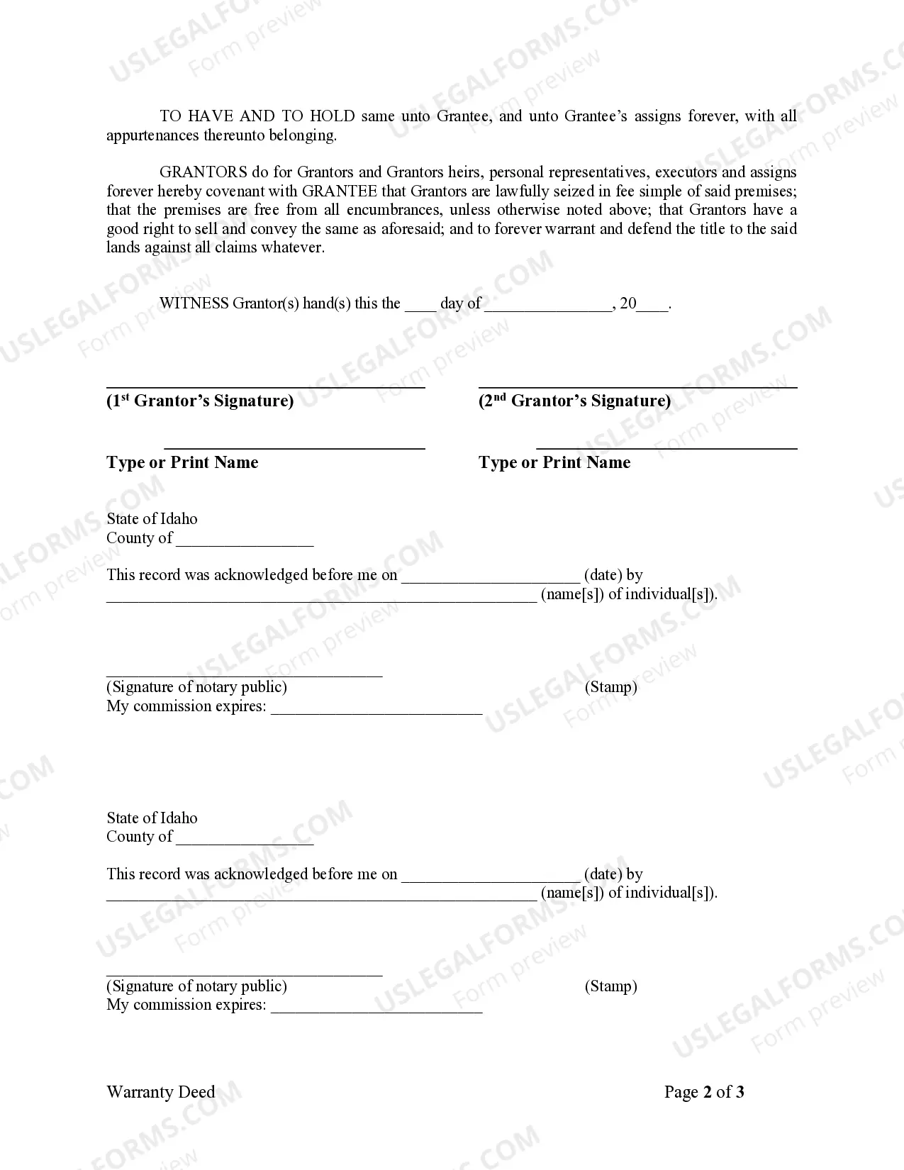 Preview Warranty Deed from two Individuals to Corporation
