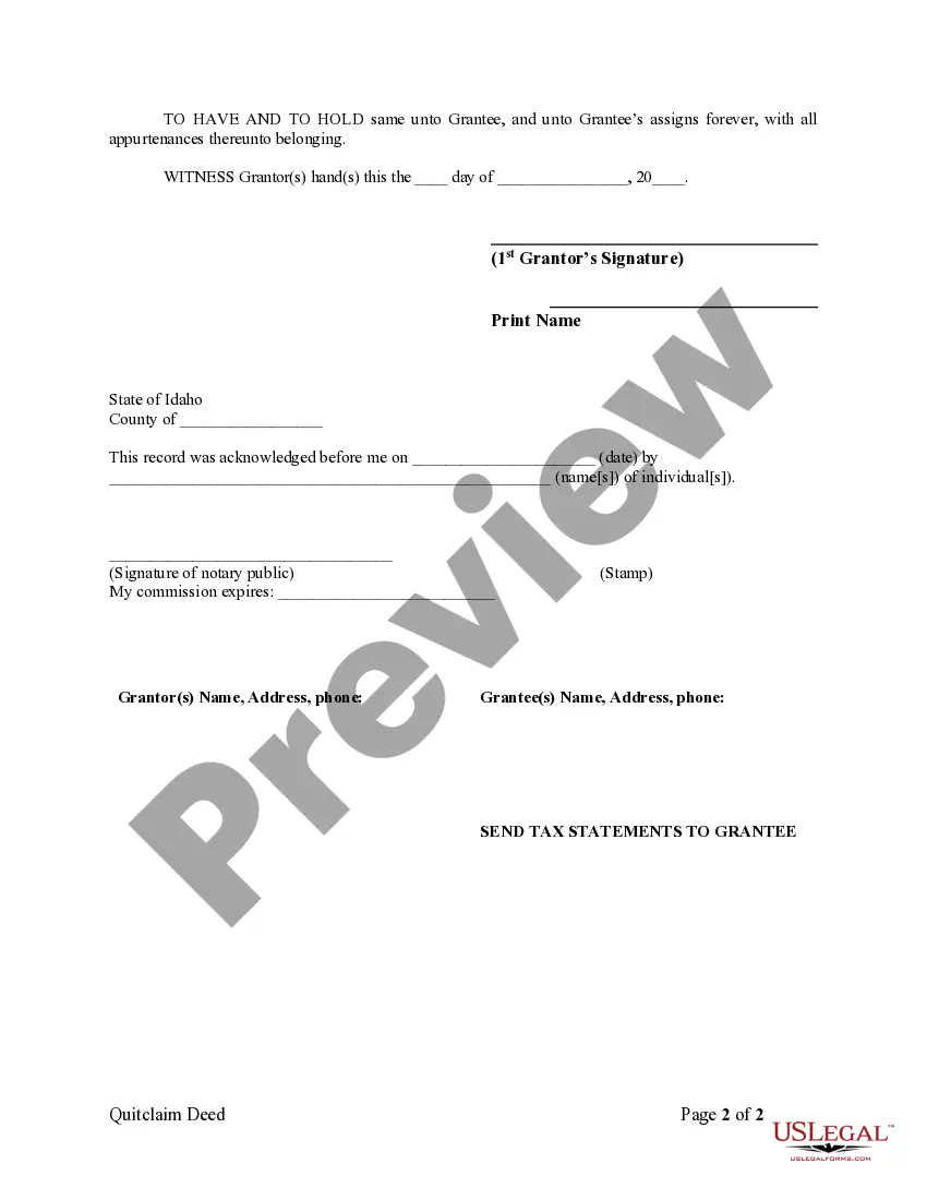 Preview Quitclaim Deed from Individual to LLC
