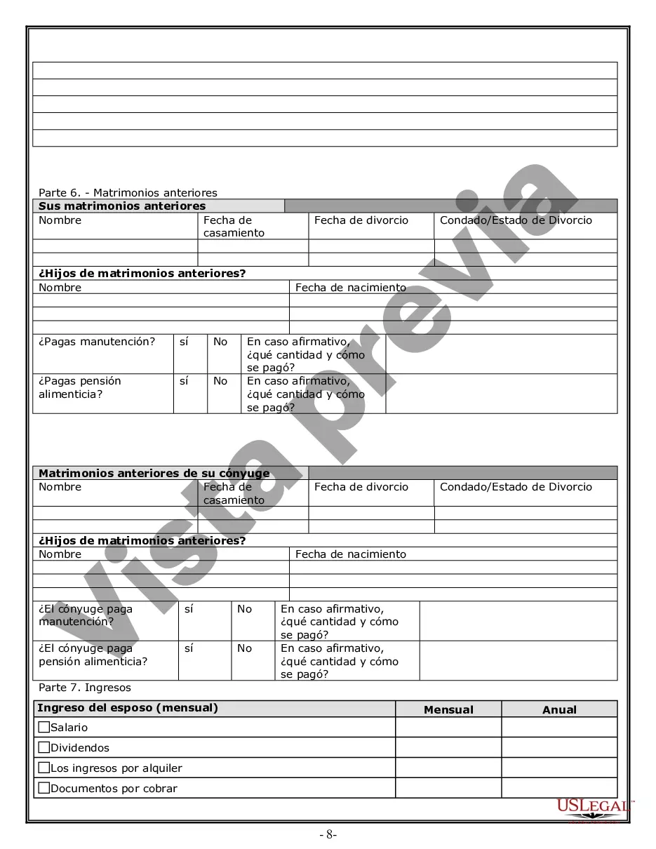 Get Hoja de trabajo de divorcio y resumen de la ley para casos disputados o no disputados de más de 25 páginas - Formulario de entrevista de cliente ideal Preview Hoja de trabajo de divorcio y resumen de la ley para casos disputados o no disputados de más de 25 páginas - Formulario de entrevista de cliente ideal