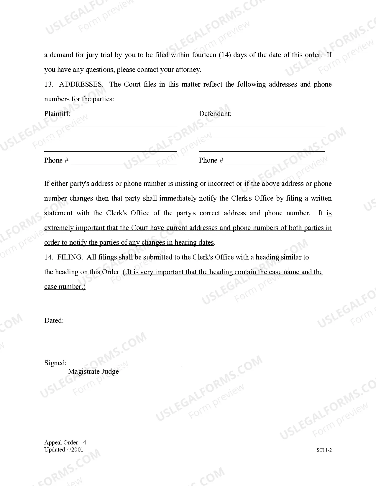 Preview Appeal Order