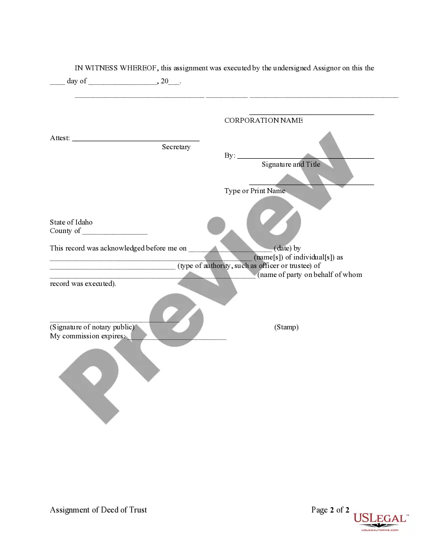 Preview Assignment of Deed of Trust by Corporate Mortgage Holder