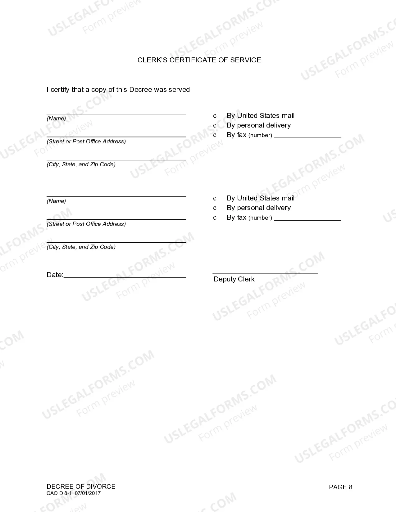 Preview Decree of Divorce