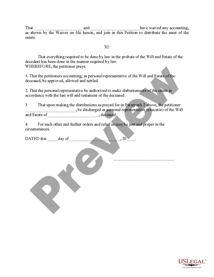 Preview Petition for Final Distribution