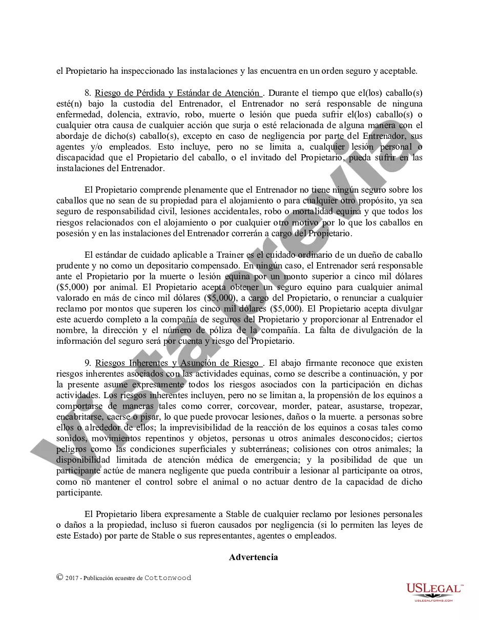 Preview Contrato de Entrenamiento - Caballo Equino Formas