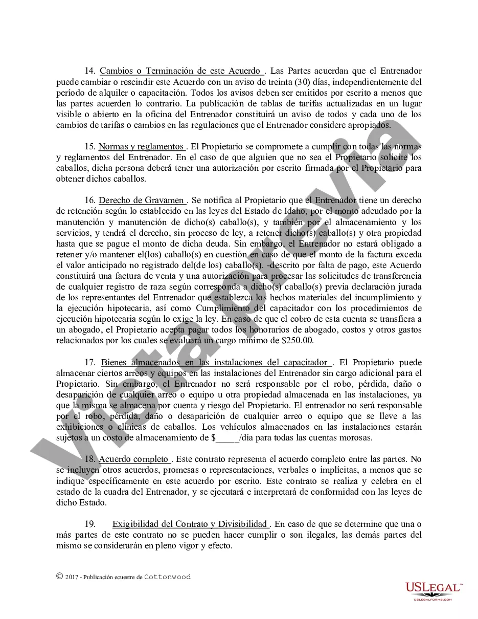 Preview Contrato de Entrenamiento - Caballo Equino Formas