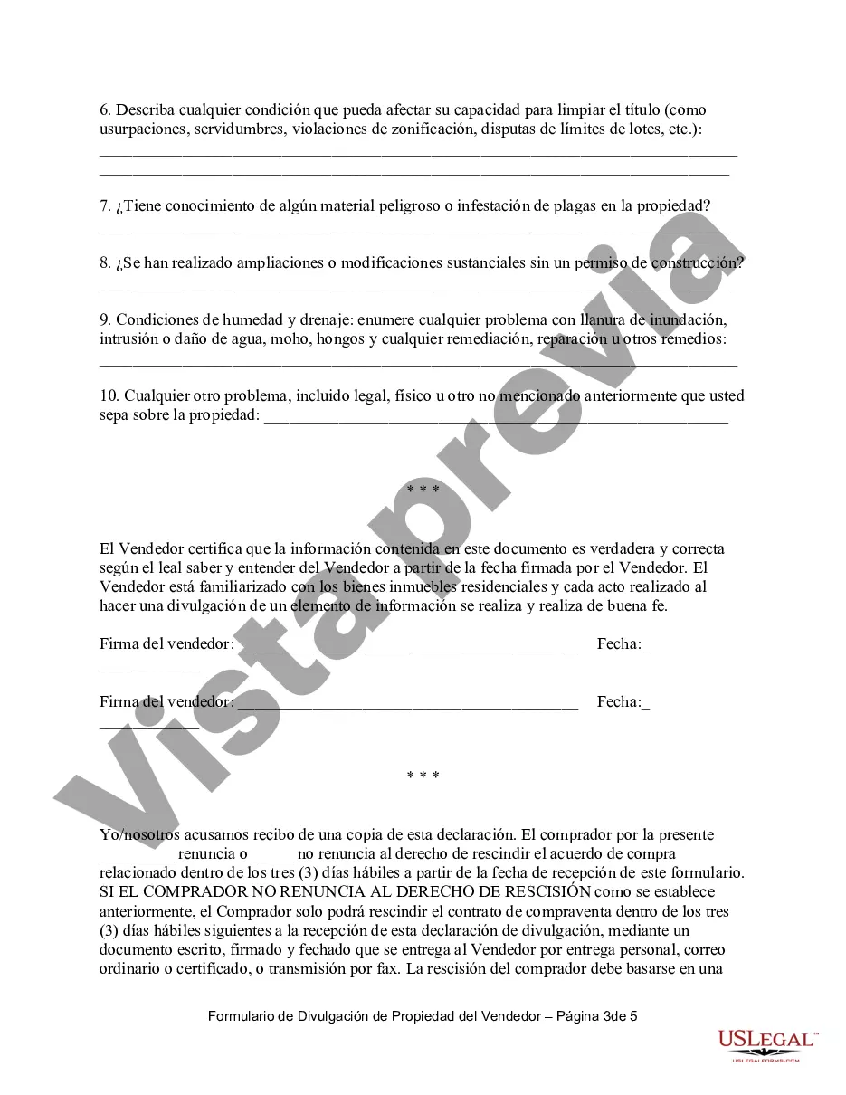 Preview Declaración de Divulgación de Ventas de Bienes Raíces Residenciales