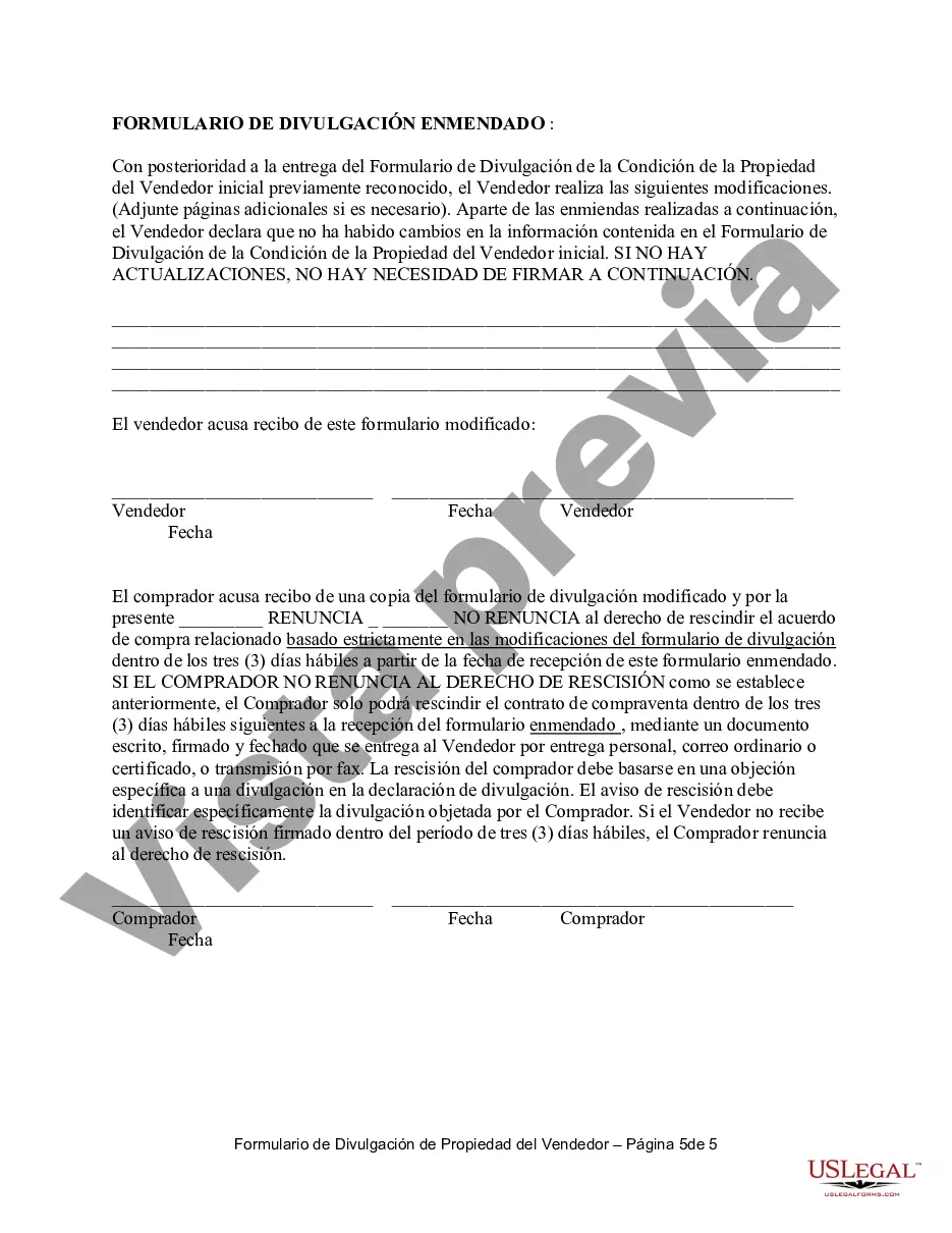Preview Declaración de Divulgación de Ventas de Bienes Raíces Residenciales