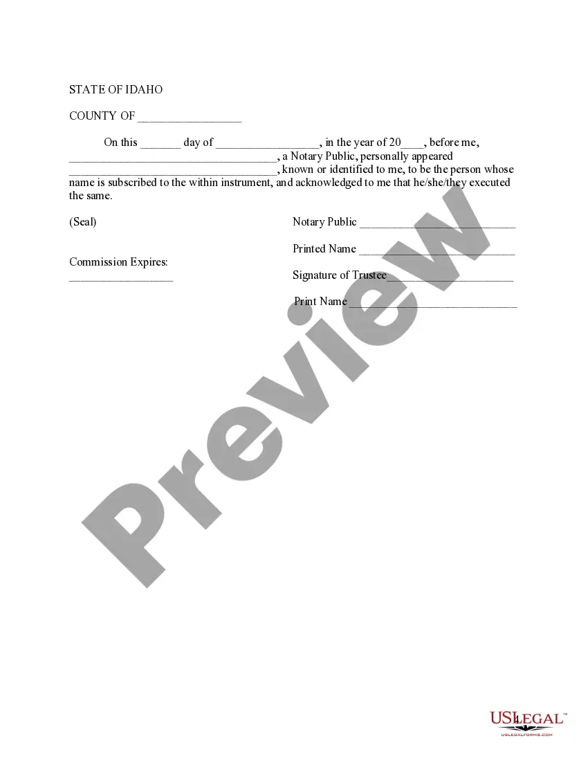 Preview Idaho Certificate of Trust by Individual