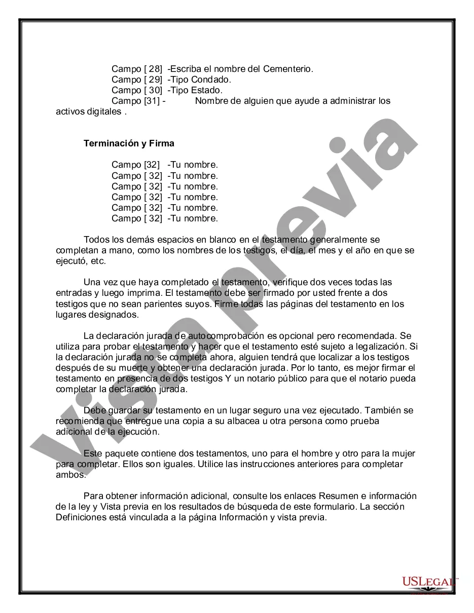 Preview Testamentos mutuos que contienen última voluntad y testamentos para personas solteras que viven juntas sin hijos