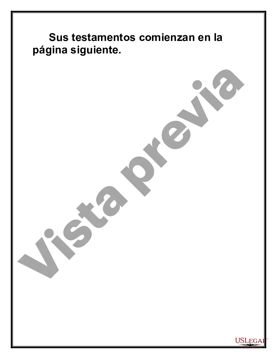 Preview Testamentos mutuos que contienen última voluntad y testamentos para personas solteras que viven juntas sin hijos