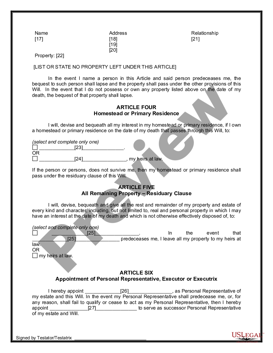 page 4 Mutual Wills containing Last Will and Testaments for Unmarried Persons living together with No Children preview