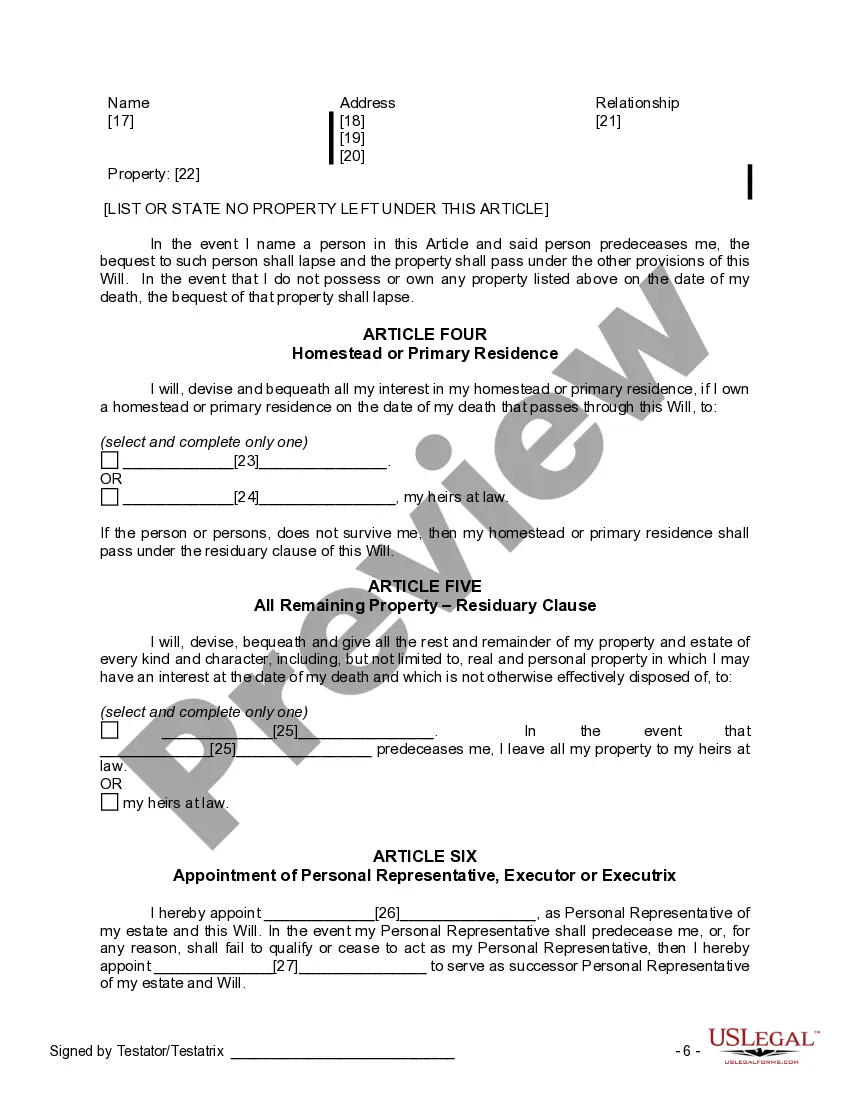 Preview Mutual Wills containing Last Will and Testaments for Man and Woman living together not Married with No Children