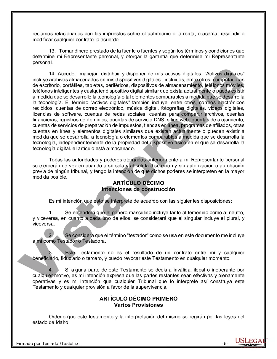 Preview Paquete de Testamentos Mutuos de Últimas Voluntades y Testamentos para Personas Solteras que conviven con Hijos Mayores de Edad