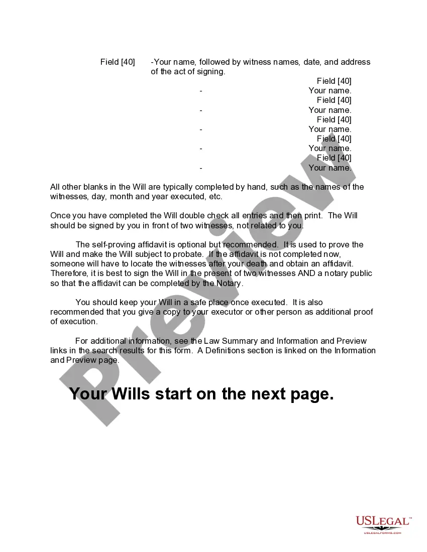 Preview Mutual Wills Package of Last Wills and Testaments for Man and Woman living together not Married with Adult Children