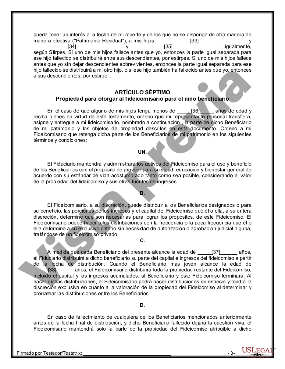 Preview Testamentos Mutuos o Últimas Voluntades y Testamentos para Personas Solteras que conviven con Hijos Menores