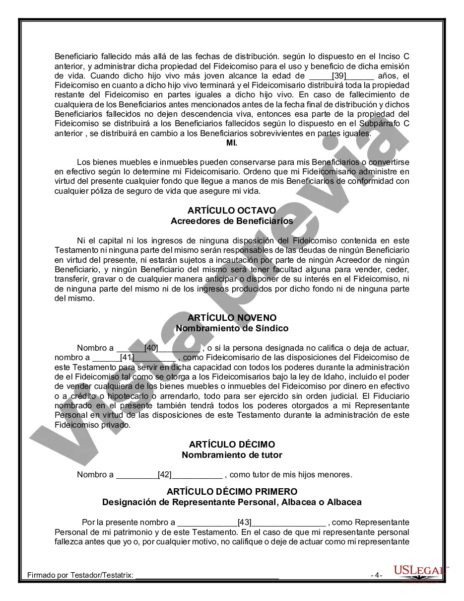 Preview Testamentos Mutuos o Últimas Voluntades y Testamentos para Personas Solteras que conviven con Hijos Menores